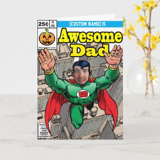 Superheld Comic Verjaardag Kaart (Gele Bloem)