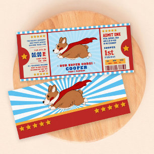 Superheld Corgi Puppy Birthday Party Kaart