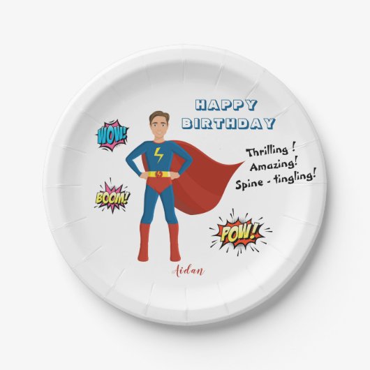 Superheld Custom Photo Birthday Papieren Bordje (Voorkant)