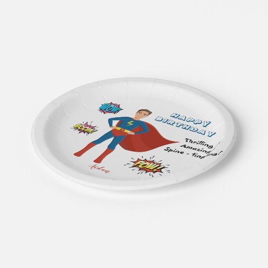 Superheld Custom Photo Birthday Papieren Bordje (Gekanteld)