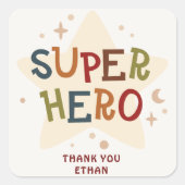 Superheld Cute Feest Dieren Kinderen Verjaardag Vierkante Sticker (Voorkant)