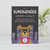 Superheld Dog Birthday Party Kaart (Staand voorkant)
