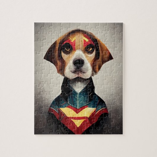 Superheld Dog Portrait | Beagle Legpuzzel (Verticaal)