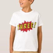 Superheld, drie jaar oud, verjaarjongens t-shirt (Voorkant)