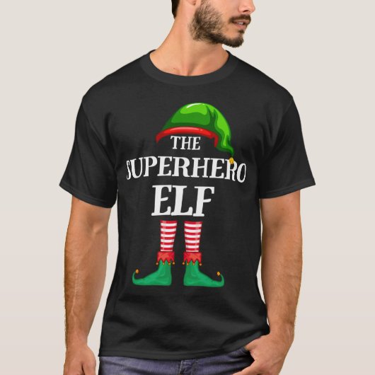 Superheld Elf Matching Family Kerstmis Pajama T-shirt (Voorkant)