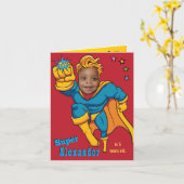 Superheld Flying Photo Specialized Birthday Kaart (Gele Bloem)