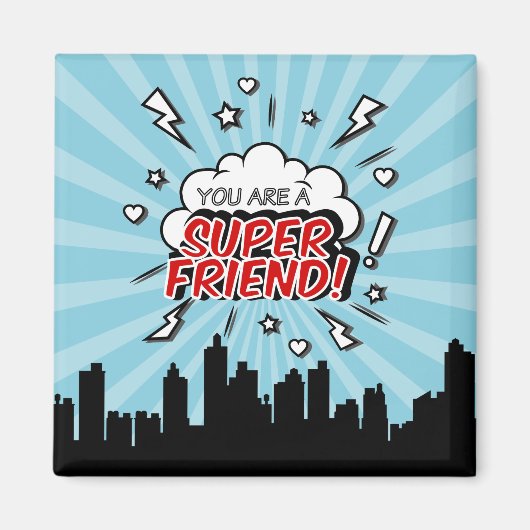 Superheld Friend Comic Valentijn Magnet Magneet (Voorkant)