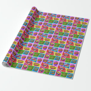 Superheld Gamer Comic book design wrappaper Cadeaupapier