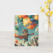 Superheld Gelukkig Verjaardagsontwerp voor Kindere Kaart (Gele Bloem)