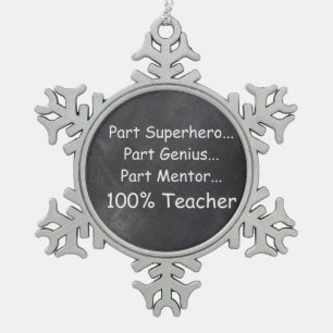 Superheld Genius Mentor Teacher Chalkboard Gift Tin Sneeuwvlok Ornament