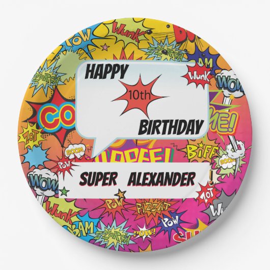Superheld Geweldige Kind Comic Birthday Paper Bord (Voorkant)