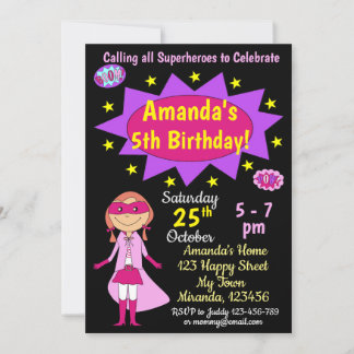 Superheld Girl Birthday Uitnodiging