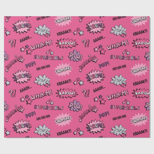 Superheld Girly Pattern Cadeaupapier (Vlak)