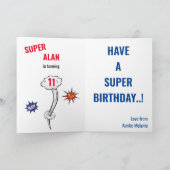 Superheld Green Flying Boy Amazing Fab Birthday  Kaart (Binnen)