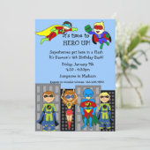 Superheld Hero Up Invitation Kaart (Staand voorkant)