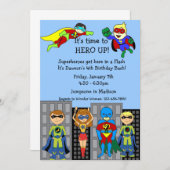 Superheld Hero Up Invitation Kaart (Voorkant / Achterkant)