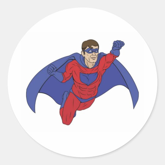 Superheld Illustratie Ronde Sticker (Voorkant)