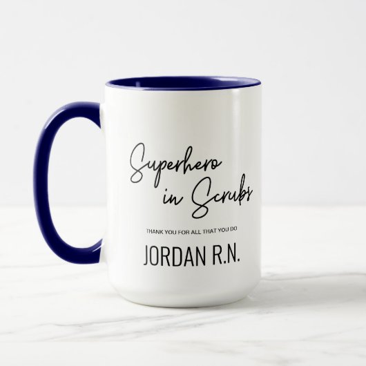 Superheld in Scrubs Gepersonaliseerd Dank u Verple Mok (Links)