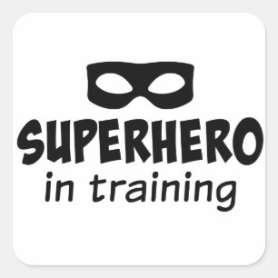 Superheld in training vierkante sticker