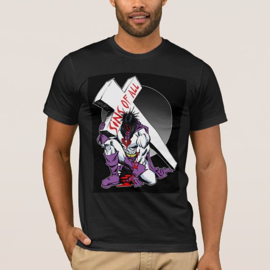 Superheld Jezus op zwart shirt (Voorkant)