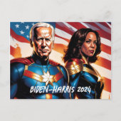 Superheld Joe Biden en Kamala Harris Briefkaart (Voorkant)