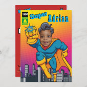 Superheld Justice Birthday Kaart (Voorkant / Achterkant)