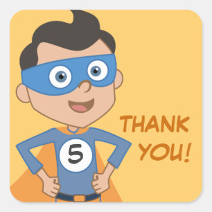 Superheld Kids Birthday Party Dank u wel! Vierkante Sticker