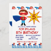 Superheld Kids Birthday Party Uitnodigingen voor j (Voorkant / Achterkant)