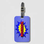 Superheld Kinder Comic Book Persoonlijke naam Bagagelabel (Voorkant (verticaal))