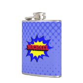 Superheld Kinder Comic Book Persoonlijke naam Heupfles (Links)