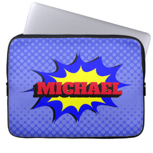 Superheld Kinder Comic Book Persoonlijke naam Laptop Sleeve