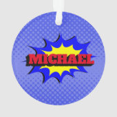 Superheld Kinder Comic Book Persoonlijke naam Ornament (achterkant)