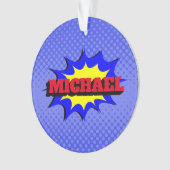 Superheld Kinder Comic Book Persoonlijke naam Ornament (voorkant)