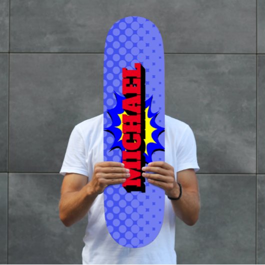 Superheld Kinder Comic Book Persoonlijke naam Skateboard