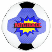 Superheld Kinder Comic Book Persoonlijke naam Voetbal (Voorkant)