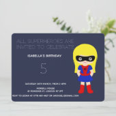 Superheld Kinder Girls Birthday Party Invitation Kaart (Staand voorkant)
