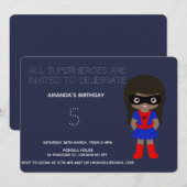 Superheld Kinder Girls Birthday Party Invitation Kaart (Voorkant / Achterkant)