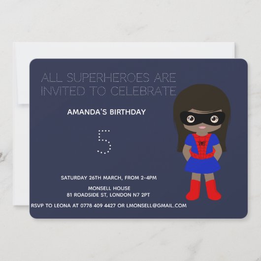 Superheld Kinder Girls Birthday Party Invitation Kaart (Voorkant)