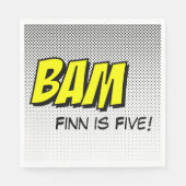 Superheld Luncheon servetten geel "Bam" met Stippe (Voorkant)