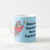 Superheld Mam en Kind Gepersonaliseerd Koffiemok (Voorkant links)