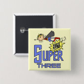 Superheld Meisje 3e Verjaardag Tshirts en geschenk Vierkante Button 5,1 Cm (Voorkant /achterkant)