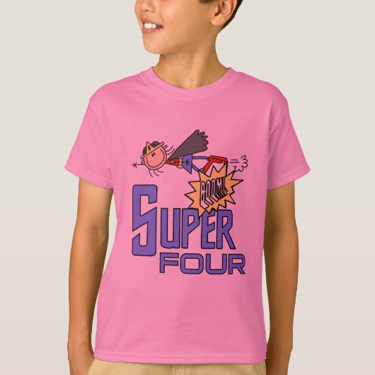 Superheld Meisje 4e Verjaardag Tshirts en geschenk (Voorkant)