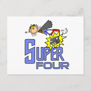 Superheld Meisje 4e Verjaardag Tshirts en geschenk Briefkaart