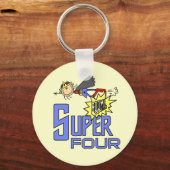 Superheld Meisje 4e Verjaardag Tshirts en geschenk Sleutelhanger (Voorkant)