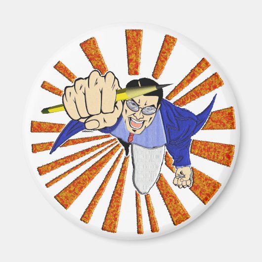 Superheld met potlood magneet (Voorkant)