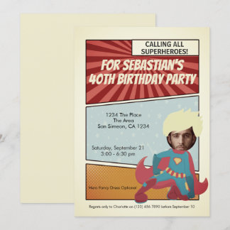 Superheld Old Comic Birthday Party (blond) Kaart