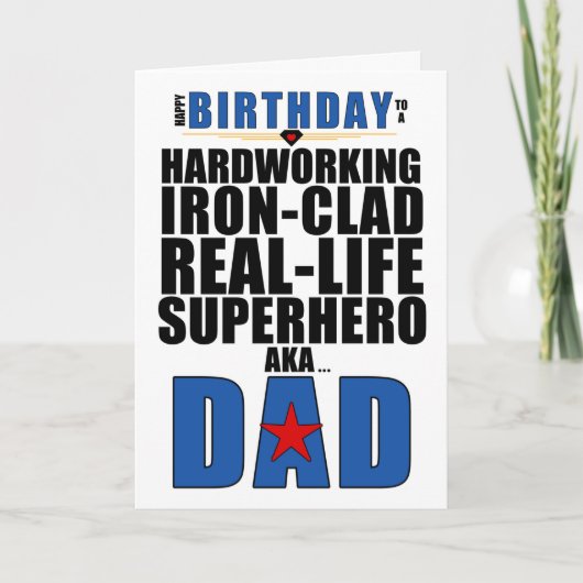 Superheld pa Typography Comic Book Birthday Kaart (Voorkant)