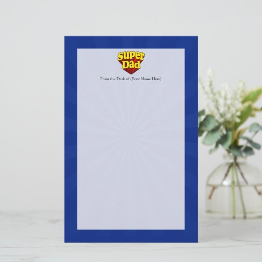 Superheld Pap, superheld rood/geel/blauw Vaderdag Briefpapier (Staand voorkant)