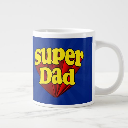 Superheld Pap, superheld rood/geel/blauw Vaderdag Extra Grote Mok (Rechts)