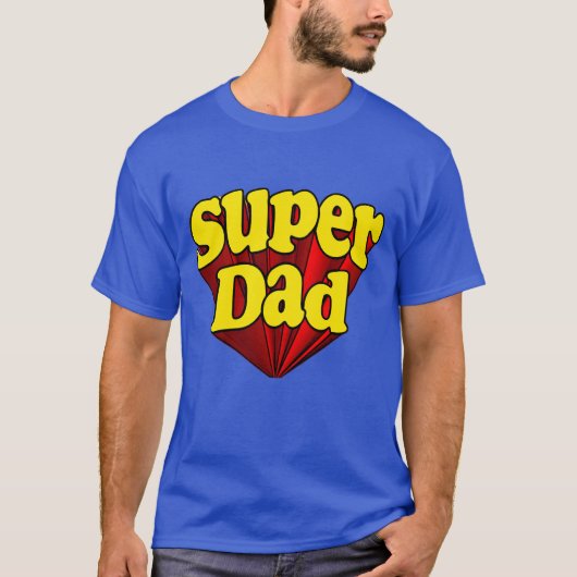 Superheld Pap, superheld rood/geel/blauw Vaderdag T-shirt (Voorkant)